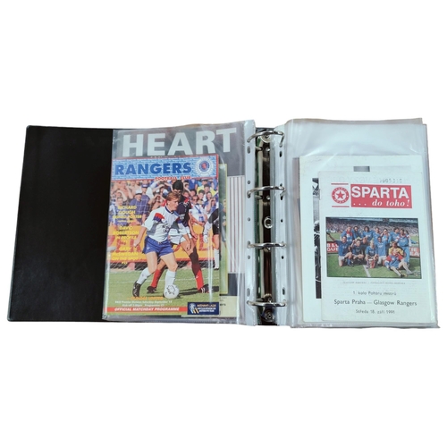 423 - FOLDER OF GLASGOW RANGERS PROGRAMMES INCLUDING EUROPEAN 1991/92