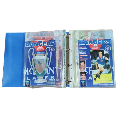 428 - FOLDER OF GLASGOW RANGERS PROGRAMMES INCLUDING EUROPEAN 1992/93