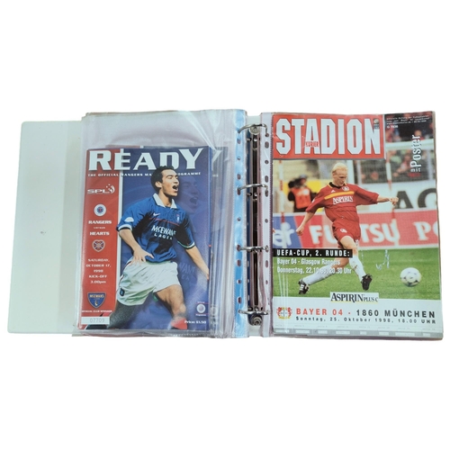 437 - FOLDER OF GLASGOW RANGERS PROGRAMMES INCLUDING EUROPEAN 1998/99