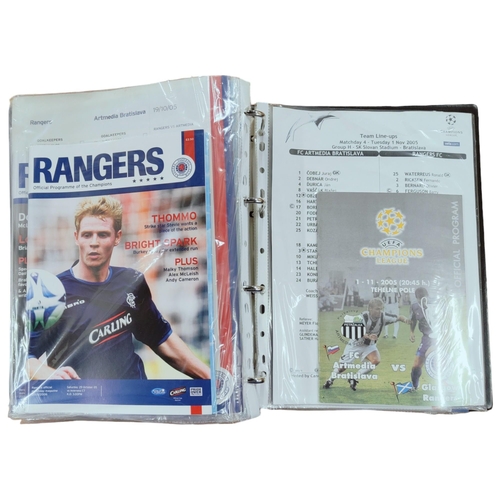 447 - FOLDER OF GLASGOW RANGERS PROGRAMMES INCLUDING EUROPEAN 2005/06