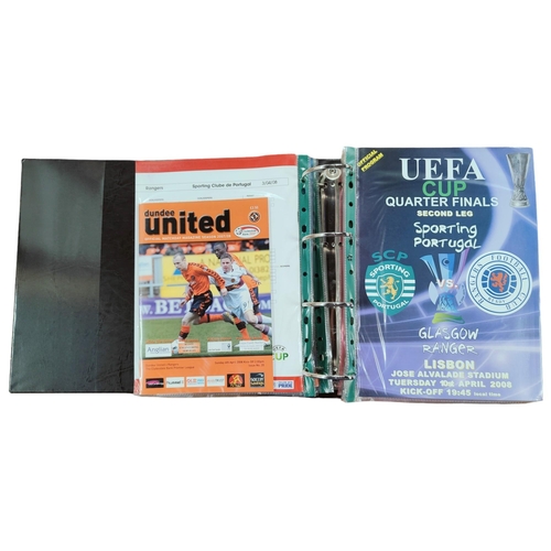 448 - FOLDER OF GLASGOW RANGERS PROGRAMMES INCLUDING EUROPEAN 2007/08