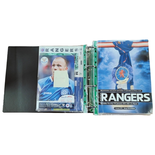 450 - FOLDER OF GLASGOW RANGERS PROGRAMMES INCLUDING EUROPEAN 2010/11