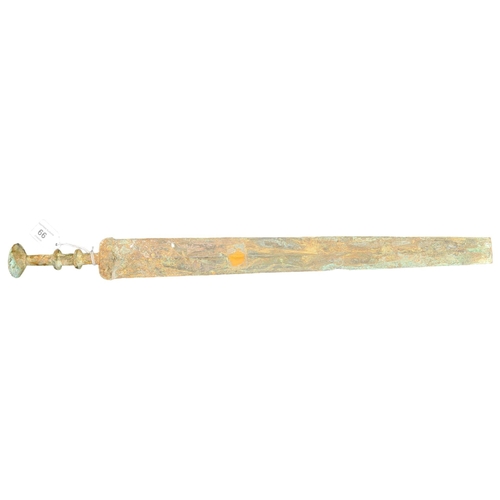 66 - ANTIQUE CHINESE BRONZE SWORD (TIP BROKEN)