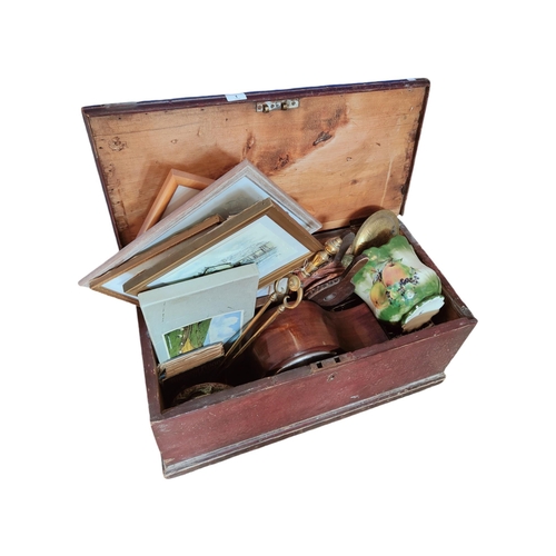 1 - WOODEN TRUNK & CONTENTS