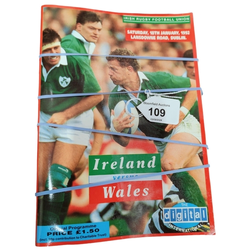 109 - IRELAND RUGBY PROGRAMMES 1990'S AND 2000'S