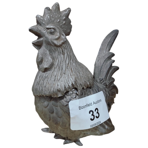 33 - UNUSUAL METAL CHICKEN INKWELL