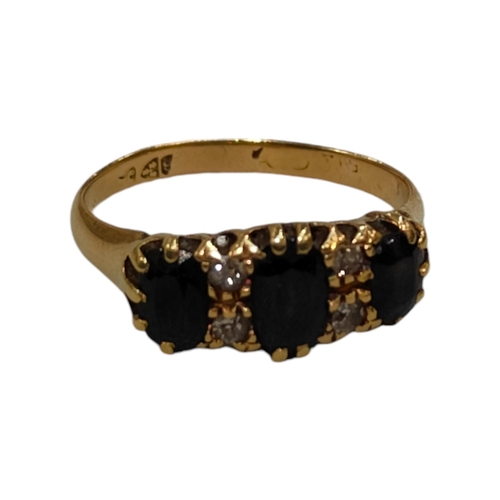 379 - ANTIQUE 18 CARAT GOLD SAPPHIRE AND DIAMOND RING