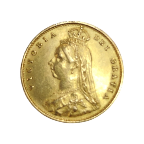 390 - VICTORIAN GOLD HALF SOVEREIGN SHIELD BACK 1887