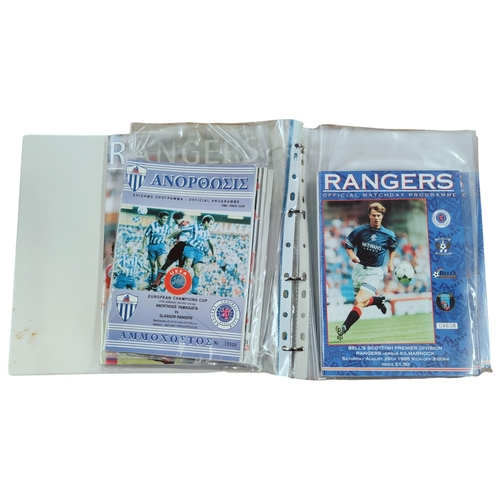 424 - FOLDER OF GLASGOW RANGERS PROGRAMMES INCLUDING EUROPEAN 1995/96