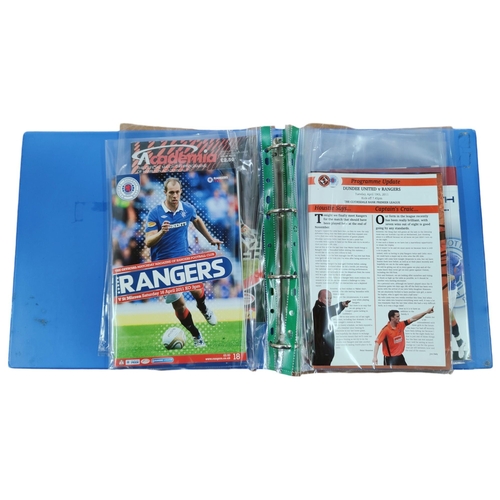 425 - FOLDER OF GLASGOW RANGERS PROGRAMMES INCLUDING EUROPEAN 2010/11