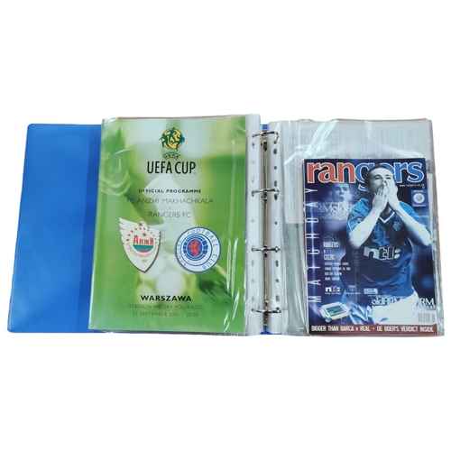 442 - FOLDER OF GLASGOW RANGERS PROGRAMMES INCLUDING EUROPEAN 2001/02