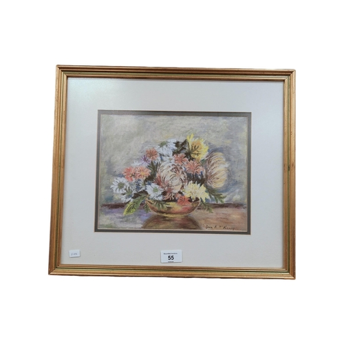 55 - GRACE A.MCKINNEY - PASTEL - CHRYSANTHEMUMS 17.5