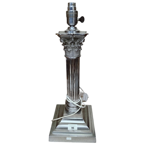 96 - VICTORIAN PLATED CORINTHIAN PILLAR LAMP