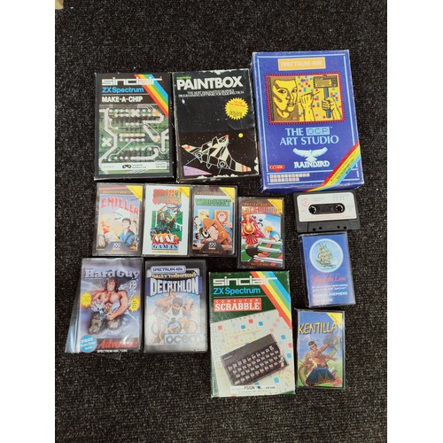 37 - BOX OF VINTAGE SPECTRUM CASSETTE GAMES & CASSETTE PLAYER