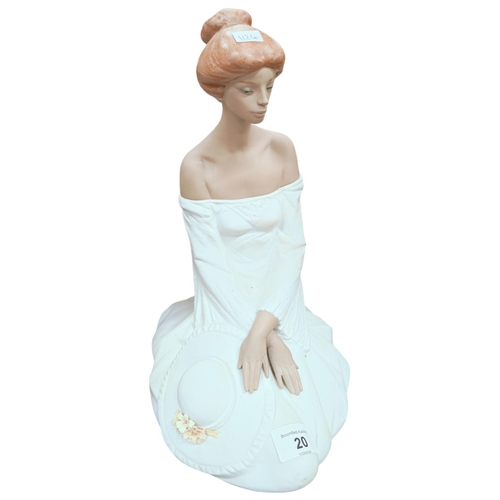 20 - LARGE LLADRO FIGURE GIRL WITH HAT