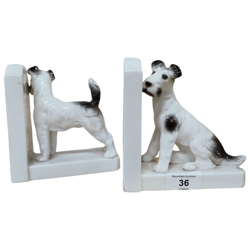 36 - ANTIQUE TERRIER DOG BOOKENDS