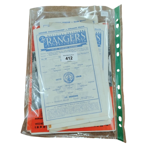 412 - LARGE QUANTITY OF RANGERS MATCH PROGRAMMES  1960