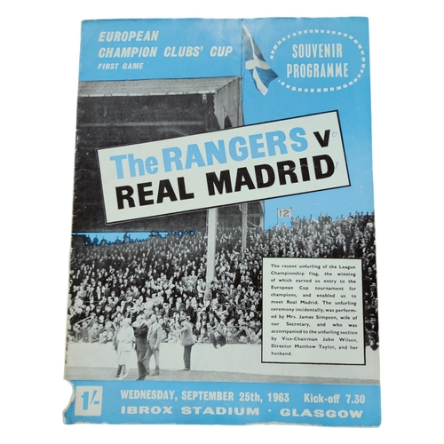 413 - THE RANGERS V REAL MADRID EUROPEAN CHAMPION CLUBS CUP 1963 MATCH PROGRAMME