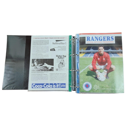 424 - FOLDER OF GLASGOW RANGERS PROGRAMMES TO INCLUDE EUROPEAN 1989/90