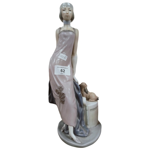 62 - LARGE LLADRO FIGURE GIRL WITH DOG