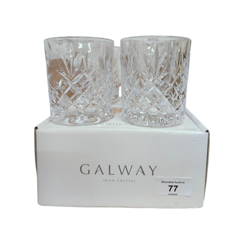 77 - BOXED SET OF GALWAY CRYSTAL WHISKEY GLASSES