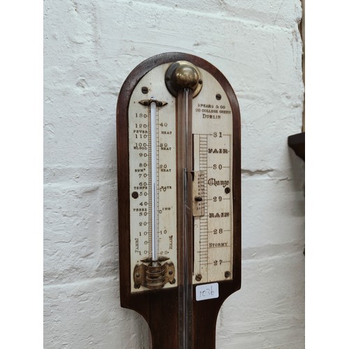 208 - VICTORIAN ROSEWOOD STICK BAROMETER BY SPEARS & CO COLLEGE GREEN DUBLIN