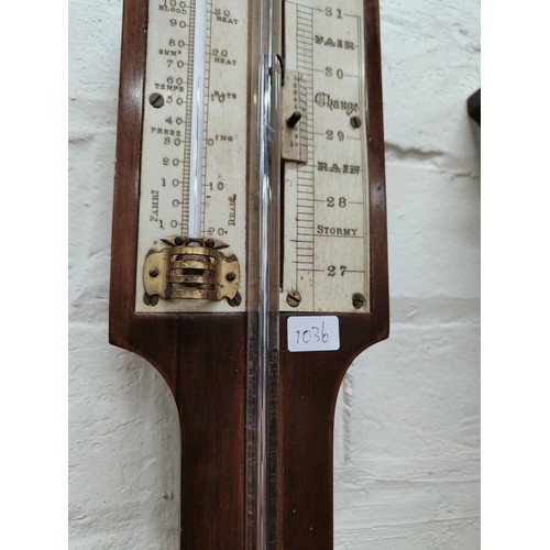 208 - VICTORIAN ROSEWOOD STICK BAROMETER BY SPEARS & CO COLLEGE GREEN DUBLIN