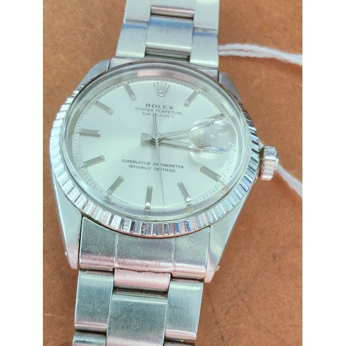 372 - GENUINE ORIGINAL VINTAGE GENTS ROLEX OYSTER PERPETUAL DATE JUST WRISTWATCH - GOOD WORKING ORDER