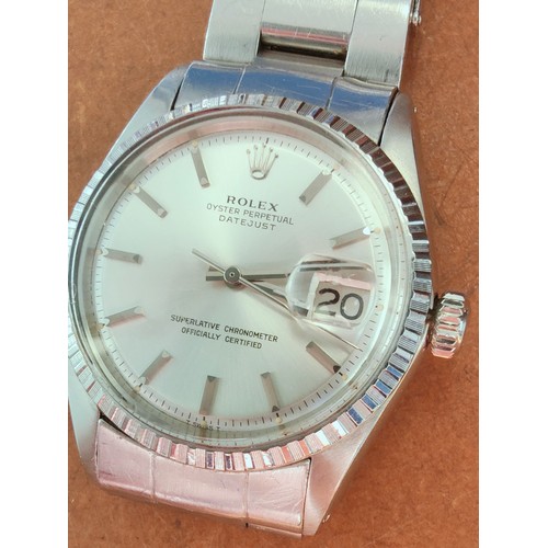 372 - GENUINE ORIGINAL VINTAGE GENTS ROLEX OYSTER PERPETUAL DATE JUST WRISTWATCH - GOOD WORKING ORDER