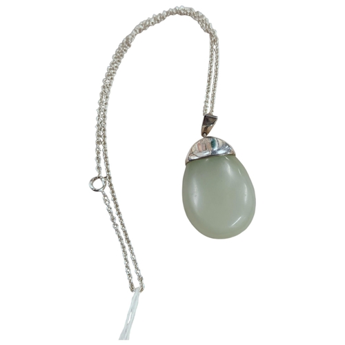 313 - ADVENTURINE SILVER MOUNTED PENDANT ON SILVER CHAIN