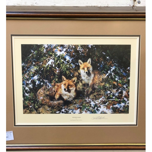 144 - David Shepherd Signed Print - Winter Foxes