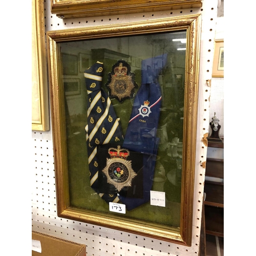 173 - Two Framed and Glazed Police Club Ties