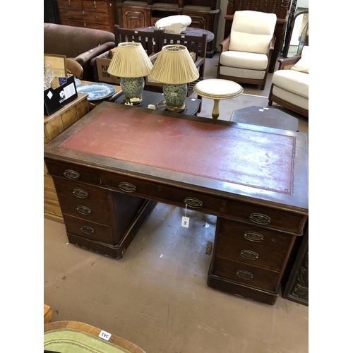 294 - 19thC Leather Topped Mahogany Pedestal Desk