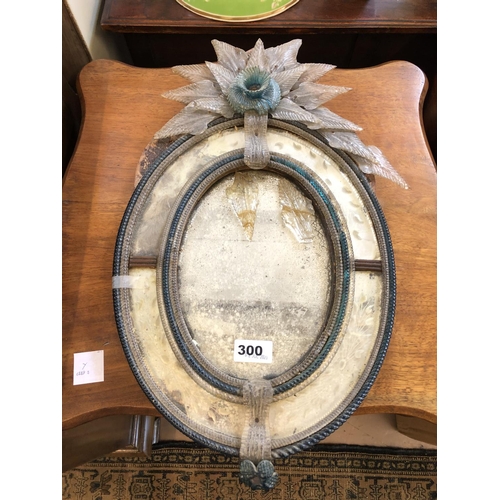 300 - Venetian Glass Oval Mirror (A/F)