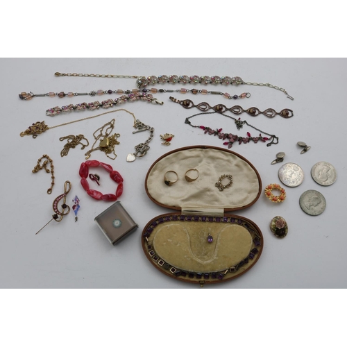 69 - Assorted Costume Jewellery including: 9ct Signet Ring, 9ct and Pearl Pendant and a 9ct Signet Ring (... 