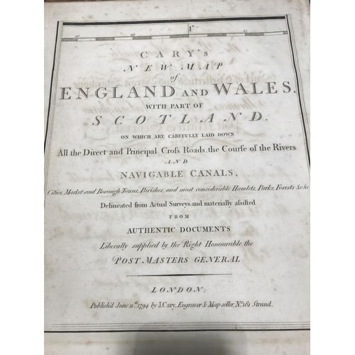 108 - Cary, John. New Map of England and Wales, with Parts of Scotland, 80 engraved leaves, the majority h... 