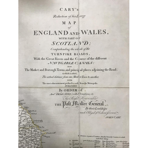 110 - Cary, John. Cary's Reduction of His Large Map of England and Wales, with Part of Scotland, folding e... 