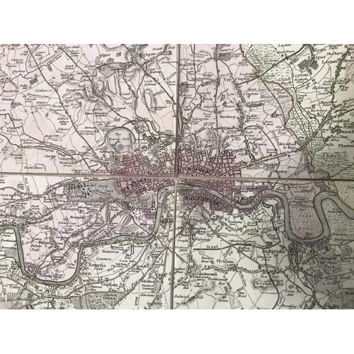 115 - Faden, William. The Country Twenty-Five Miles Round London, large folding engraved map, backed on li... 