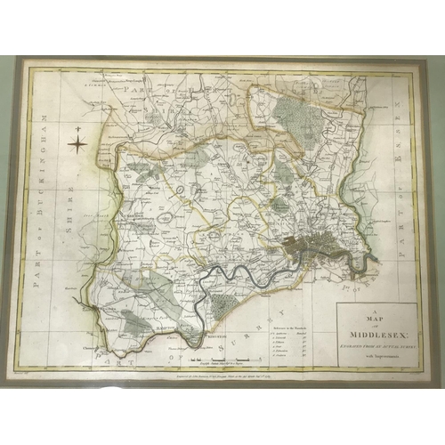 126 - Morden, Robert. Middlesex, hand-coloured engraved map, 422mm x 365mm, [London, Abel Swale et al., c.... 