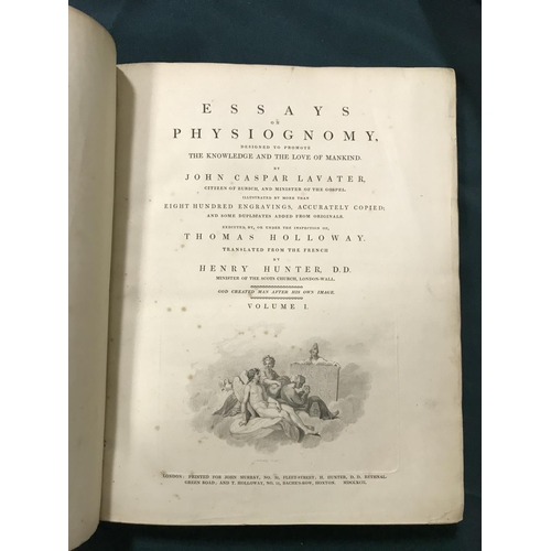 161 - Lavater, Johann Kaspar. Essays on Physiognomy, 3 volumes bound in 5, second edition in English, 173 ... 