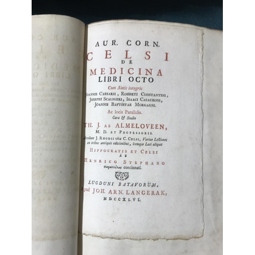 187 - Celsus, Aurelius Cornelius. De Medicina Libri Octo, Lugduni Batavorum: Joh. Arn. Langerak, 1746, the... 