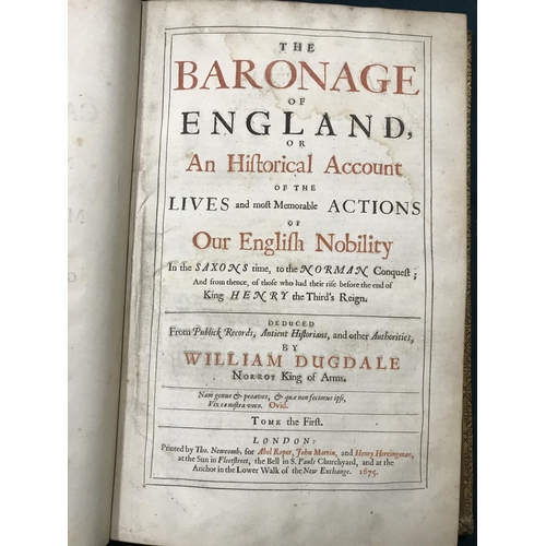 193 - Dugdale, William. The Baronage of England, 2 volumes, 5 double-page tables, 2 dedication leaves, lig... 