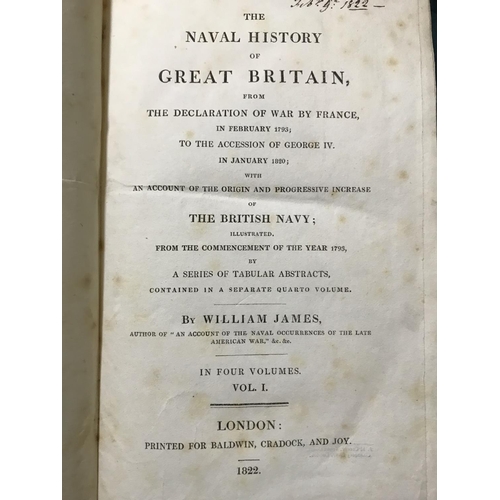 199 - James, William. The Naval History of Great Britain, volume one [of 4] only, signed by Admiral Davidg... 