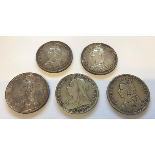 1091 - VICTORIAN CROWNS AND DOUBLE FLORINS. Victorian Crowns for 1887, 1890 and 1897 LXI rim, Double Florin... 