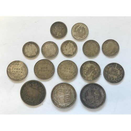 1093 - A WILLIAM IV SHILLING AND OTHER LATER SMALL SILVER. Shillings for 1836, 1887 (2), Sixpence for 1897,... 