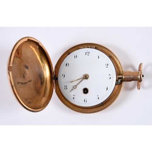 227 - A George III Pocket Watch in 18ct.Gold Hunter Case, hallmarked 1801 (probably), pierced engraved coc... 