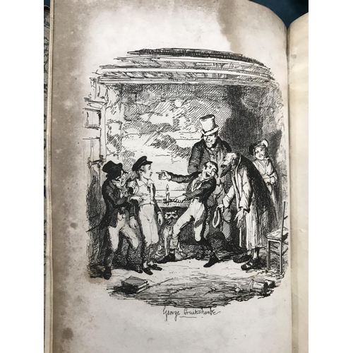 265 - [Dickens, Charles] Oliver Twist, 3 volumes, second edition, half-titles, 24 engraved plates after Ge... 