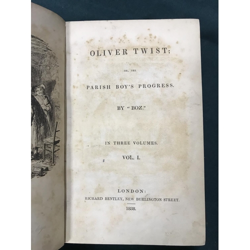 266 - [Dickens, Charles] Oliver Twist, 3 volumes, first edition in book form, first issue, with the 'Fires... 