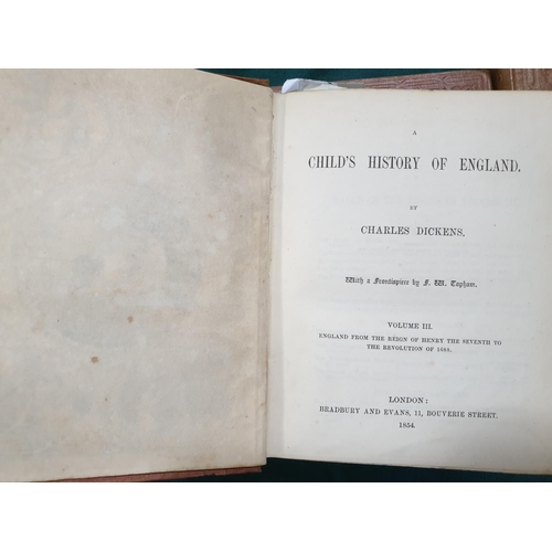 274 - Dickens, Charles. A Child's History of England, 3 volumes, volume 1, second edition, volumes 2-3, fi... 