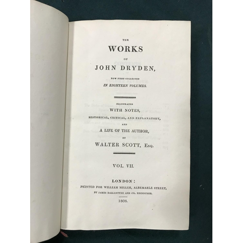 280 - Dryden, John. The Works... with Notes... by Sir Walter Scott, 18 volumes, engraved portrait frontisp... 